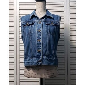Great Northwest Clothing Co. Denim Vest Women's Medium Pockets Embroidered Tiger
